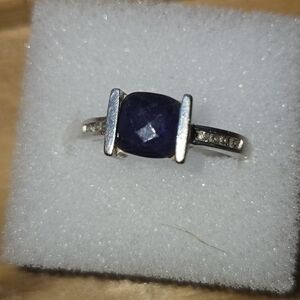 Elegant Silver and Blue Gemstone Ring